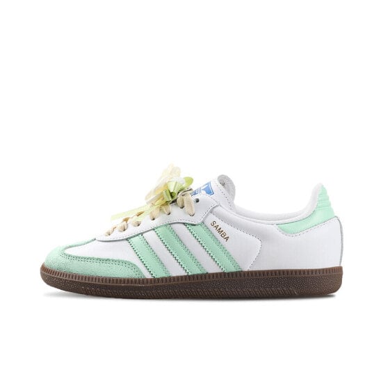 Кроссовки Adidas Originals SAMBA OG Skateboard Shoes Women's Low-Top White/Green IG1024