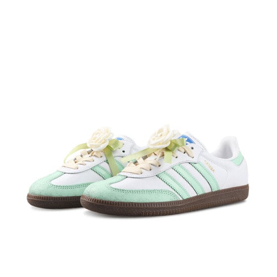 Кроссовки Adidas Originals SAMBA OG Skateboard Shoes Women's Low-Top White/Green IG1024