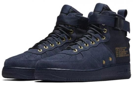 Кроссовки Nike Sf Air Force 1 Mid Obsidian Metallic Gold 917753-400