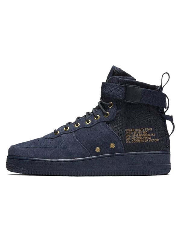 Кроссовки Nike Sf Air Force 1 Mid Obsidian Metallic Gold 917753-400
