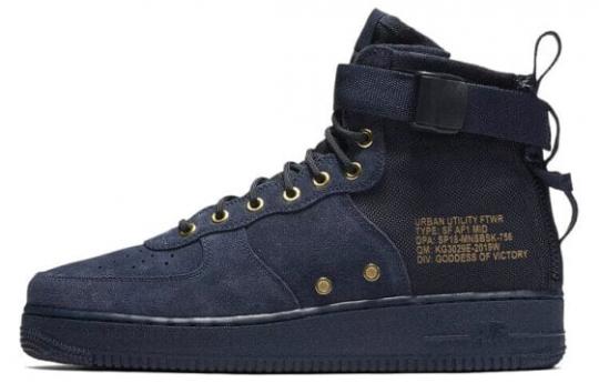 Кроссовки Nike Sf Air Force 1 Mid Obsidian Metallic Gold 917753-400