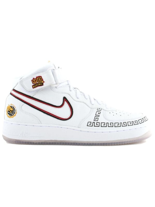 Для баскетбола Nike Air Force 1 Wear-Resistant Mid-Top Basketball Shoes Men's White Red 309955-111