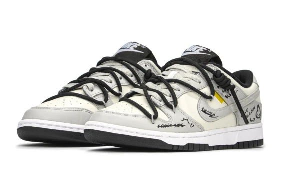 Nike Dunk Slip-Resistant Low-Top Kids' Skateboarding Shoes Black White Teenagers CW1590-100(Team183-熊猫剑客)