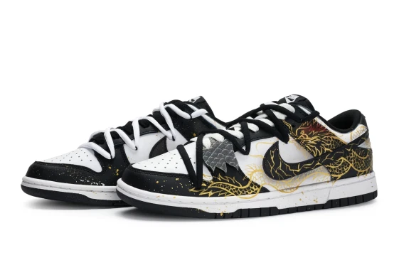 Nike Dunk Anti Slip Wear Resistant Low Top Skateboard Shoes Unisex Black White DD1391-100(Team702-DD2)