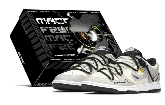 Nike Dunk Slip-Resistant Low-Top Kids' Skateboarding Shoes Black White Teenagers CW1590-100(Team183-熊猫剑客)