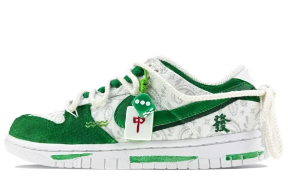 Nike Dunk Anti-Slip Wear-Resistant Low-Top Skateboard Shoes Unisex White Green HV5980-231 (Team676-扁豆)