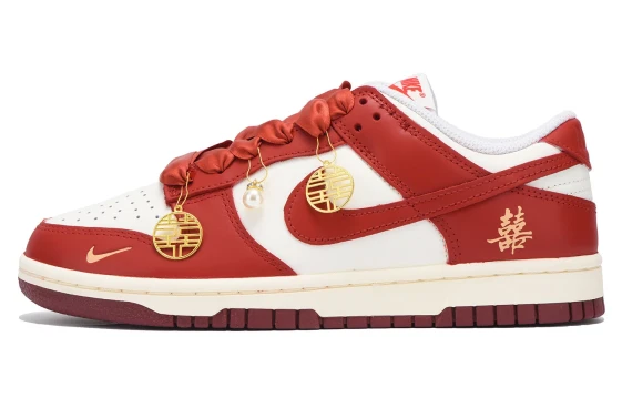 Nike Dunk Abrasion-Resistant Low-Top Skateboard Shoes Unisex Beige Brown Red DD1391-100(Team778-雪地足迹S-BOX)