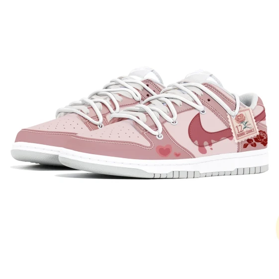 Nike Dunk Lightweight And Breathable Low Top Skateboard Shoes Unisex Red DD1391-100（Team883-永远爱你BOX）