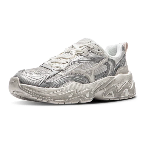 Для бега Mizuno TRAINER 2K Cushioned Slip Resistant Breathable Low Top Running Shoes Unisex White Gray D1GH250403