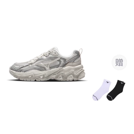 Для бега Mizuno TRAINER 2K Cushioned Slip Resistant Breathable Low Top Running Shoes Unisex White Gray D1GH250403