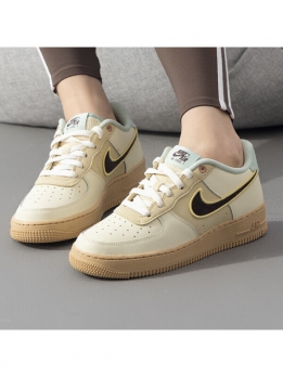 Кроссовки и кеды Nike Air Force 1 Anti-Slip Wear-Resistant Low-Top Kids' Skateboarding Shoes Ecru Teenagers HQ3473-122