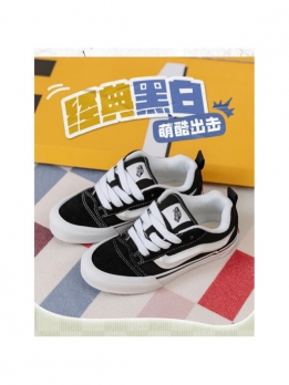 Vans Knu Skool Anti-Slip Wear-Resistant Low-Top Kids' Skateboarding Shoes Black White Kids'