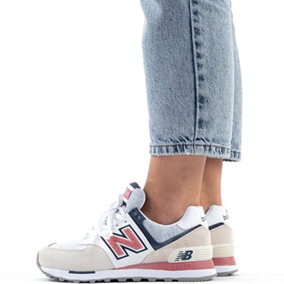 Для бега New Balance NB 574 Running Shoes Women's Low-Top Off White Pink WL574VAC
