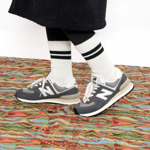 Для бега New Balance NB 574 Series Running Shoes Unisex Low-Top Gray White Black ML574HD2