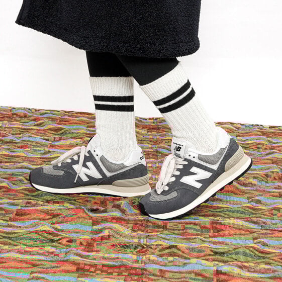 Для бега New Balance NB 574 Series Running Shoes Unisex Low-Top Gray White Black ML574HD2