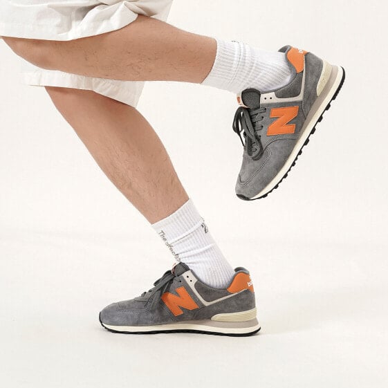 Для бега New Balance NB 574 Running Shoes Unisex Low-Top Linen Gray/Orange Yellow ML574PM2