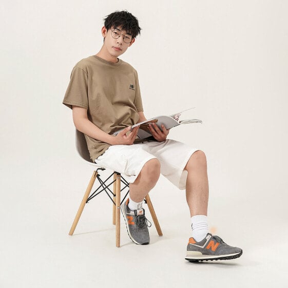 Для бега New Balance NB 574 Running Shoes Unisex Low-Top Linen Gray/Orange Yellow ML574PM2