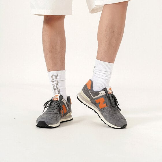 Для бега New Balance NB 574 Running Shoes Unisex Low-Top Linen Gray/Orange Yellow ML574PM2
