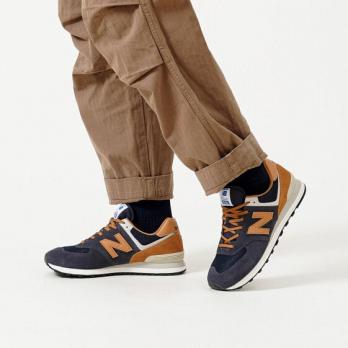 Для бега New Balance NB 574 Series Running Shoes Unisex Low-Top Blue/Brown ML574OT2