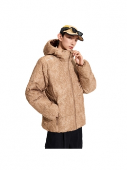 Куртка пуховая утепленная унисекс для активного отдыха Li Ning Outdoor CF Tracing Short Jue Kiln All Over Print