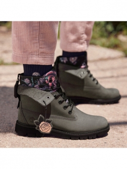 Timberland Lucia Way 6 Inch Waterproof Roll Top Boots 'Grey And Floral' Women'sA2KURW