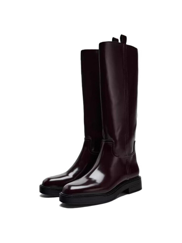 ZARA Knee high Boots 3.5cm Women's Brown11018410-35