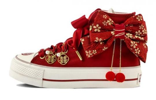 Кеды Converse Chuck Taylor All Star Canvas Shoes Women's High-Top Red/Gold A09106C