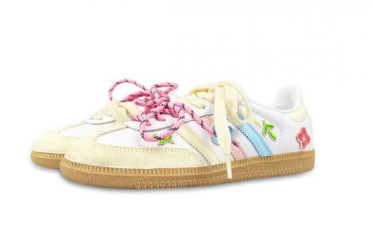 Кроссовки Adidas Originals Samba Skateboard Shoes Unisex Low-Top White Yellow/Pink Blue IF3814