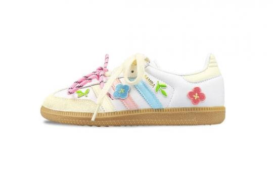 Кроссовки Adidas Originals Samba Skateboard Shoes Unisex Low-Top White Yellow/Pink Blue IF3814