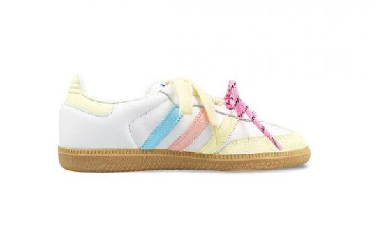 Кроссовки Adidas Originals Samba Skateboard Shoes Unisex Low-Top White Yellow/Pink Blue IF3814