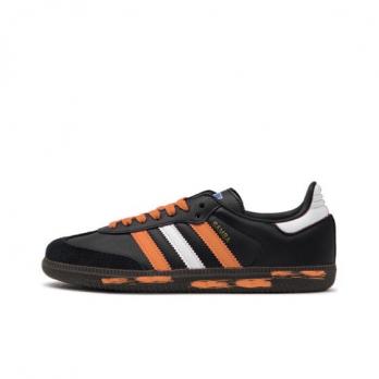 Кроссовки Adidas Originals Samba Skateboard Shoes Unisex Low-Top Black And White/Orange B75807