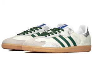 Кроссовки Adidas Originals SAMBA OG Skateboard Shoes Unisex Low-Top Beige Gray Green IE3437