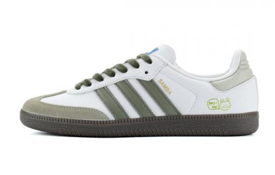 Кроссовки Adidas Originals SAMBA OG Skateboard Shoes Unisex Low-Top White/Green Brown B75806