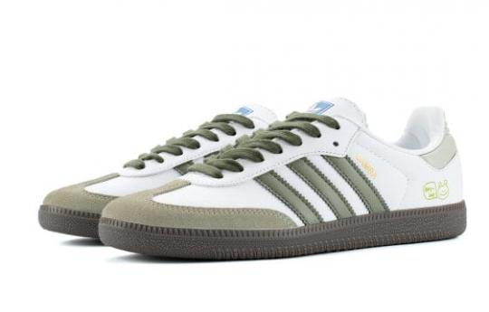 Кроссовки Adidas Originals SAMBA OG Skateboard Shoes Unisex Low-Top White/Green Brown B75806