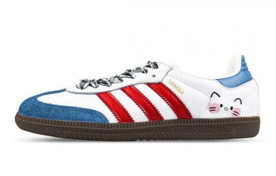 Кроссовки Adidas Originals SAMBA OG Skateboard Shoes Unisex Low-Top White Red/Blue IG1024