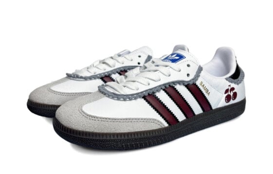 Кроссовки Adidas Originals Samba Skateboard Shoes Women's Low-Top Burgundy/white/grey IG1024