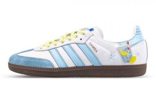 Кроссовки Adidas Originals SAMBA OG Skateboard Shoes Unisex Low-Top White Blue/Yellow B75806